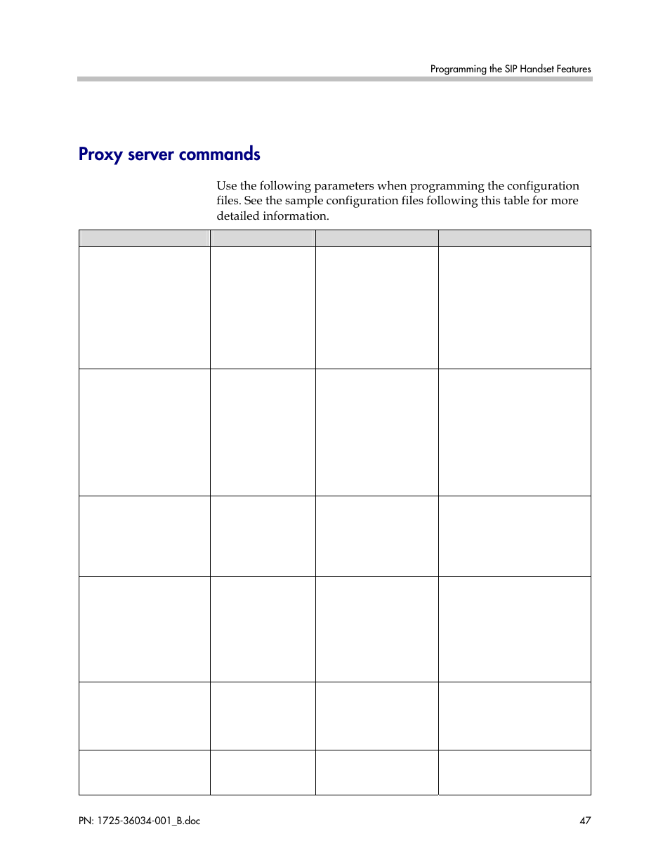 Proxy server commands | Polycom SpectraLink 1725-36034-001 User Manual | Page 47 / 99