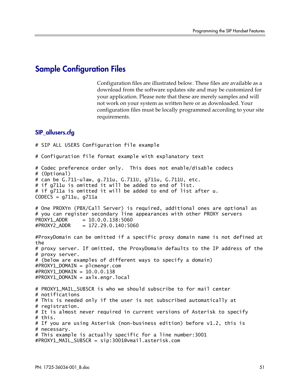 Sample configuration files | Polycom SpectraLink 1725-36034-001 User Manual | Page 51 / 99