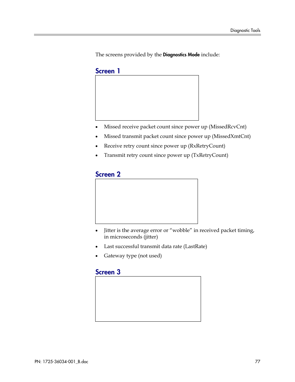 Screen 1, Screen 2, Screen 3 | Polycom SpectraLink 1725-36034-001 User Manual | Page 77 / 99