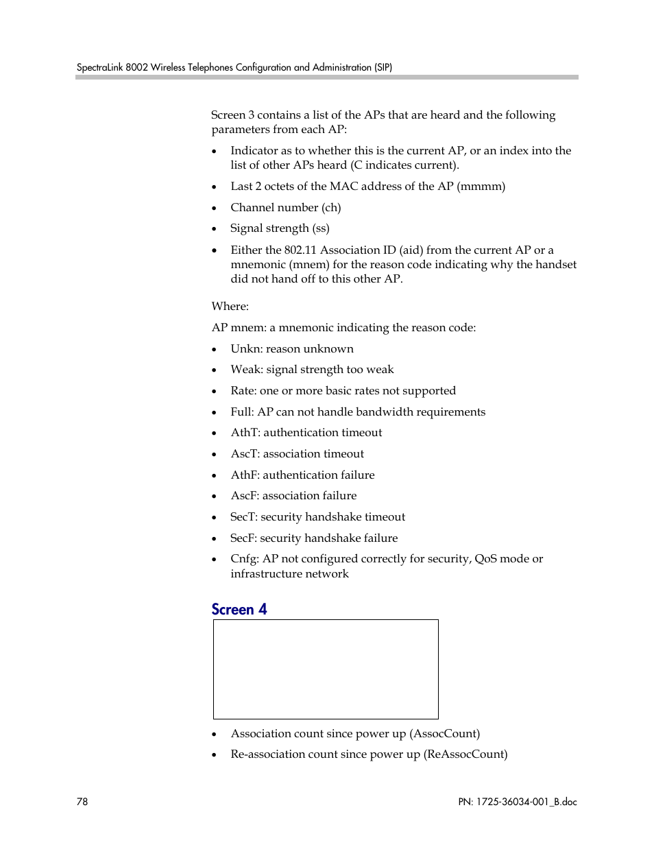 Screen 4 | Polycom SpectraLink 1725-36034-001 User Manual | Page 78 / 99