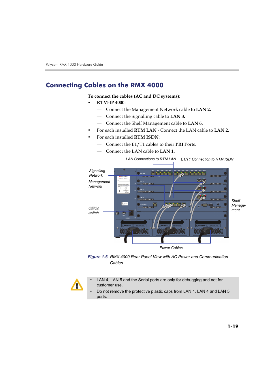 Connecting cables on the rmx 4000, Connecting cables on the rmx 4000 -19 | Polycom RMX DOC2548A User Manual | Page 25 / 60