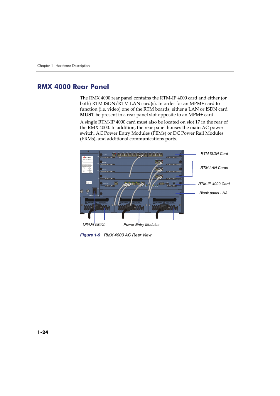 Rmx 4000 rear panel, Rmx 4000 rear panel -24 | Polycom RMX DOC2548A User Manual | Page 30 / 60