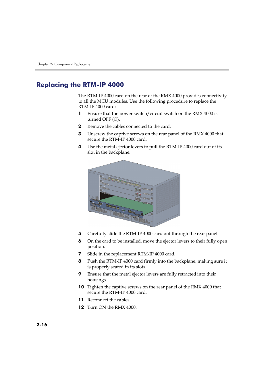 Replacing the rtm-ip 4000, Replacing the rtm-ip 4000 -16 | Polycom RMX DOC2548A User Manual | Page 58 / 60