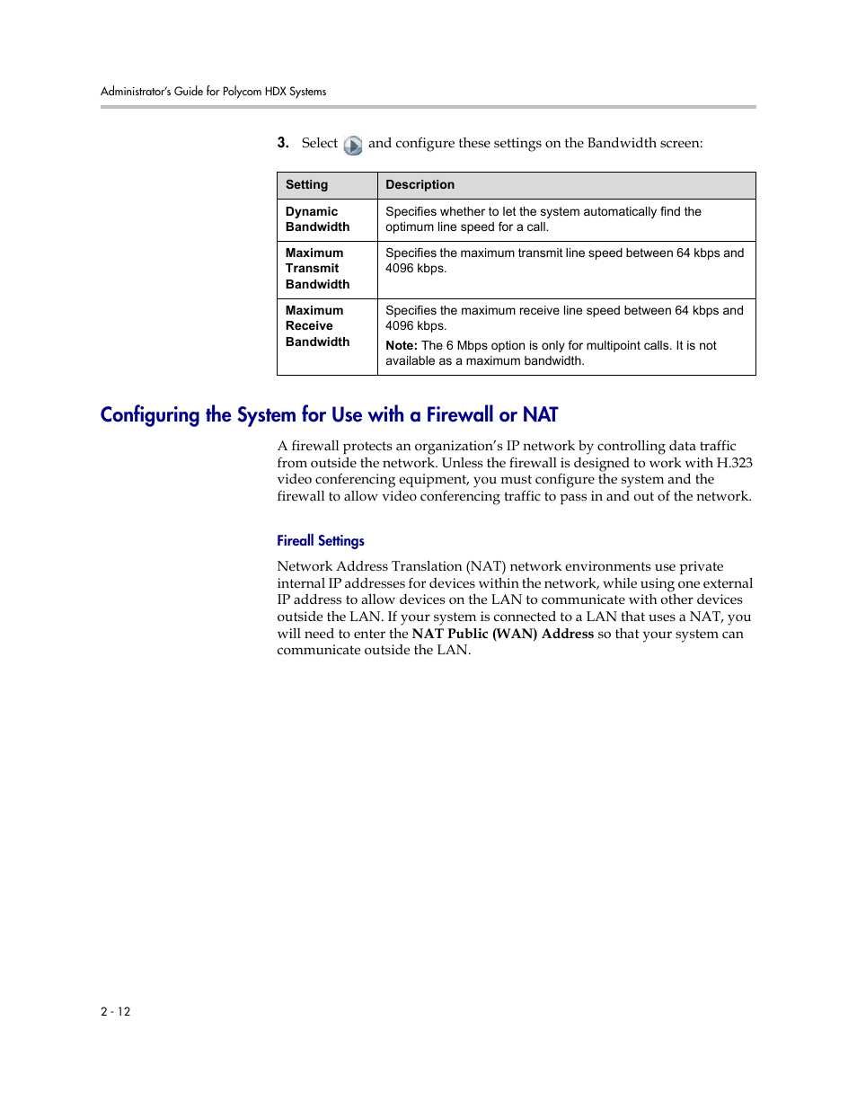 Fireall settings, Fireall settings -12 | Polycom 1 User Manual | Page 26 / 194