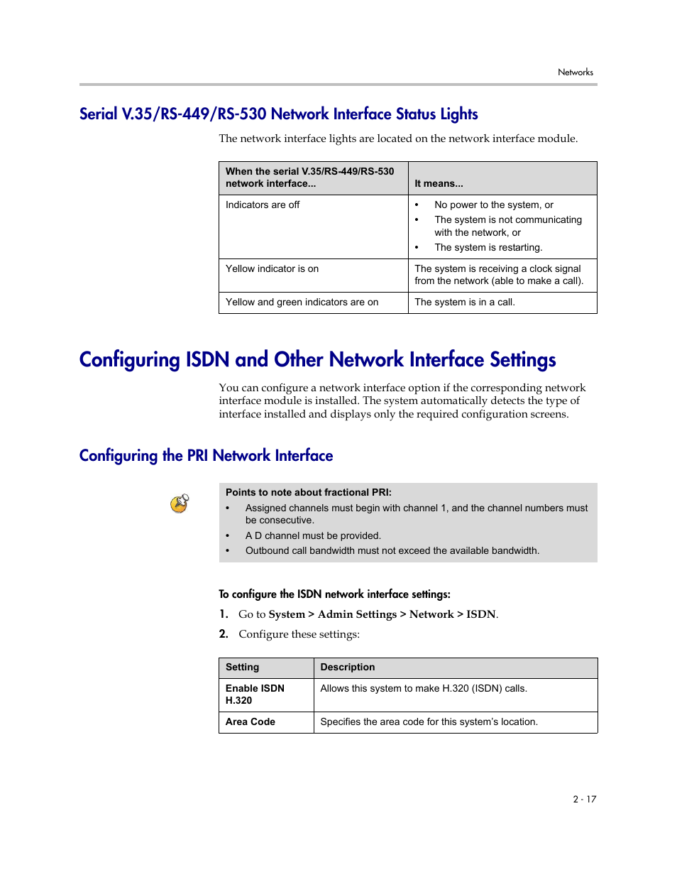 Configuring the pri network interface, Configuring the pri network interface -17 | Polycom 1 User Manual | Page 31 / 194