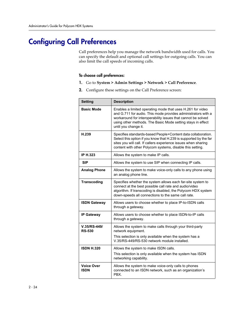 Configuring call preferences, Configuring call preferences -24 | Polycom 1 User Manual | Page 38 / 194