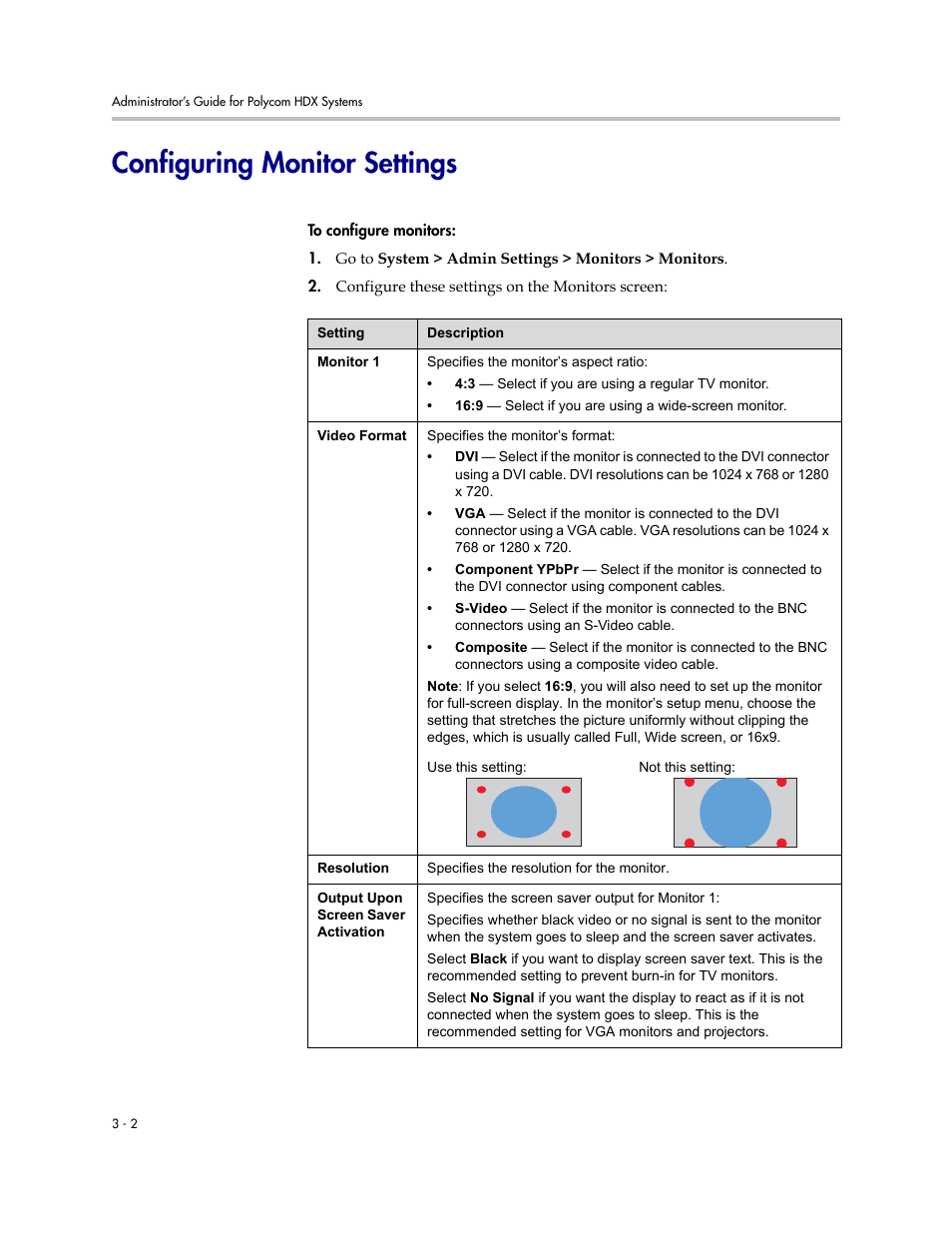 Configuring monitor settings, Configuring monitor settings -2 | Polycom 1 User Manual | Page 44 / 194