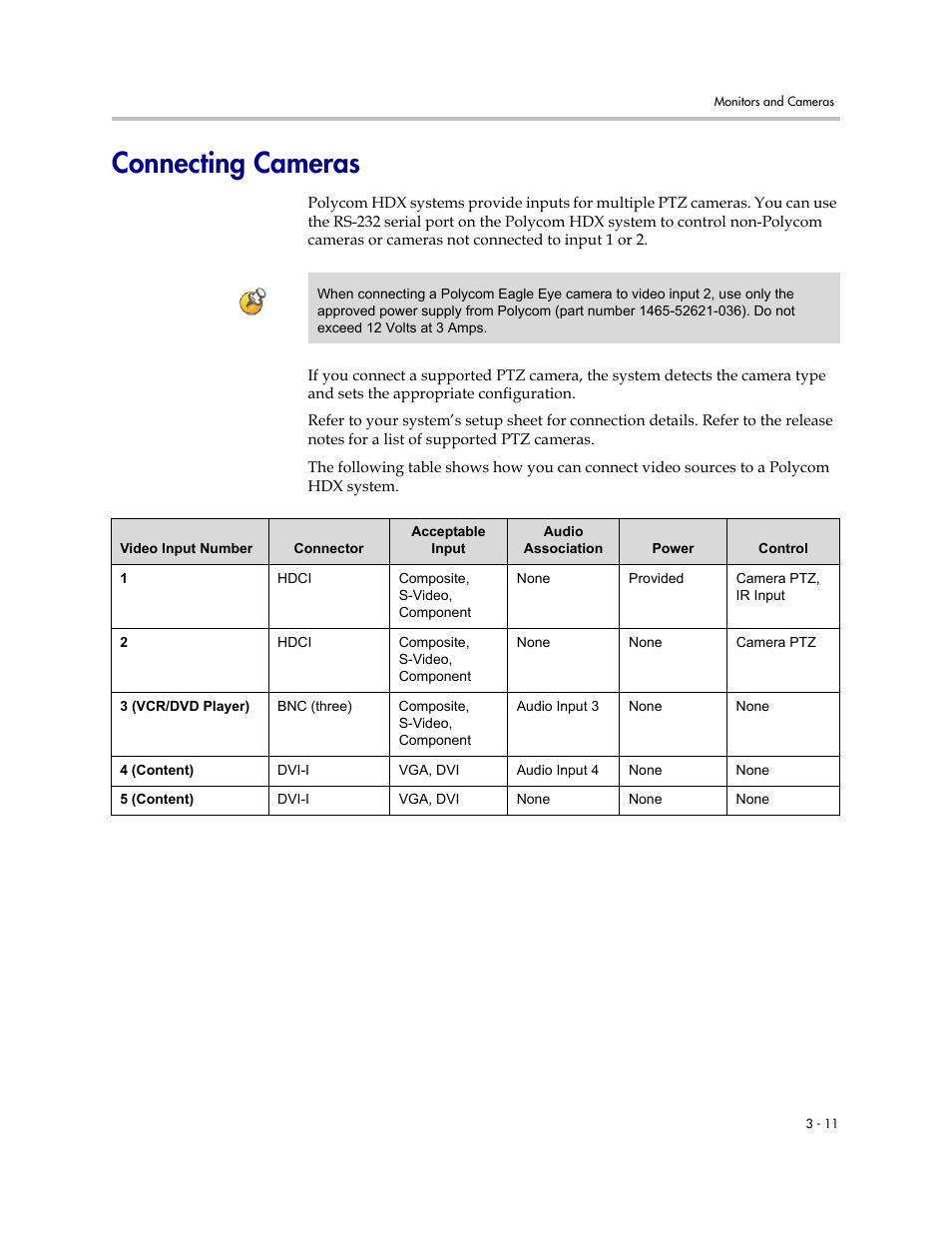 Connecting cameras, Connecting cameras -11 | Polycom 1 User Manual | Page 53 / 194