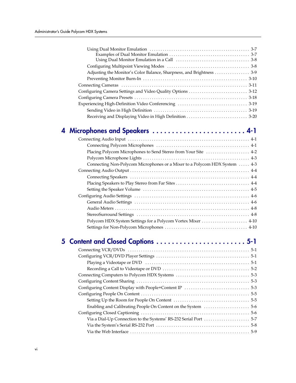 4 microphones and speakers -1, 5 content and closed captions -1 | Polycom 1 User Manual | Page 6 / 194