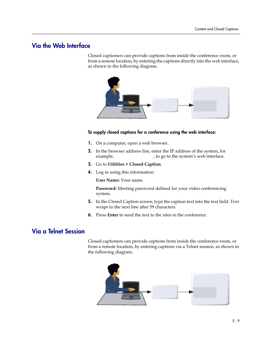 Via the web interface, Via a telnet session, Via the web interface -9 | Via a telnet session -9 | Polycom 1 User Manual | Page 81 / 194