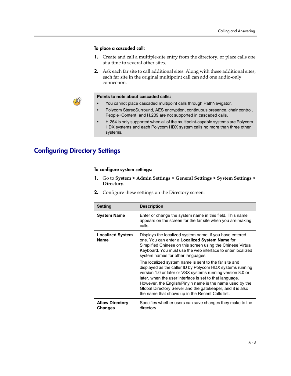 Configuring directory settings, Configuring directory settings -5 | Polycom 1 User Manual | Page 87 / 194