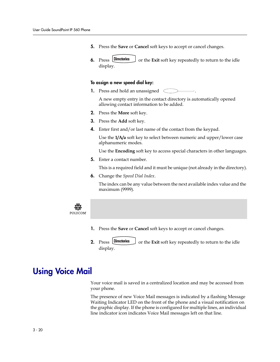 Using voice mail, Using voice mail –21 | Polycom 560 User Manual | Page 64 / 90