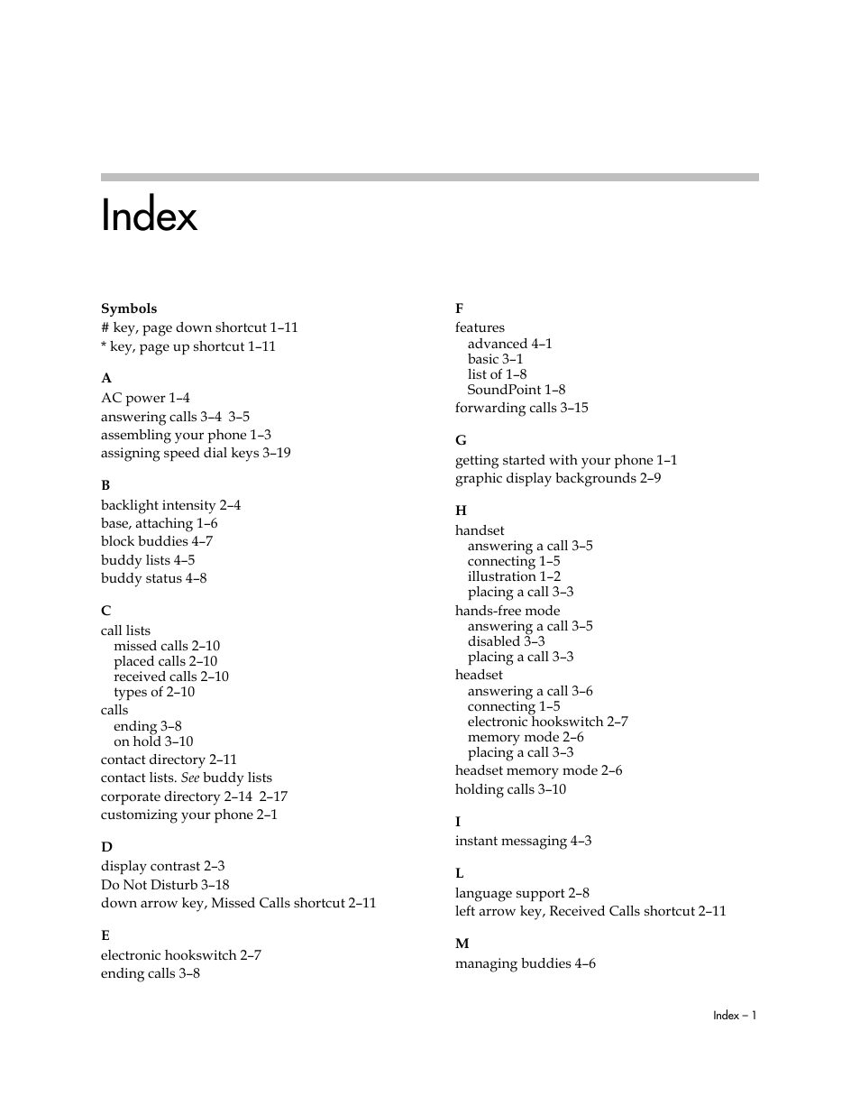 Index | Polycom 560 User Manual | Page 87 / 90