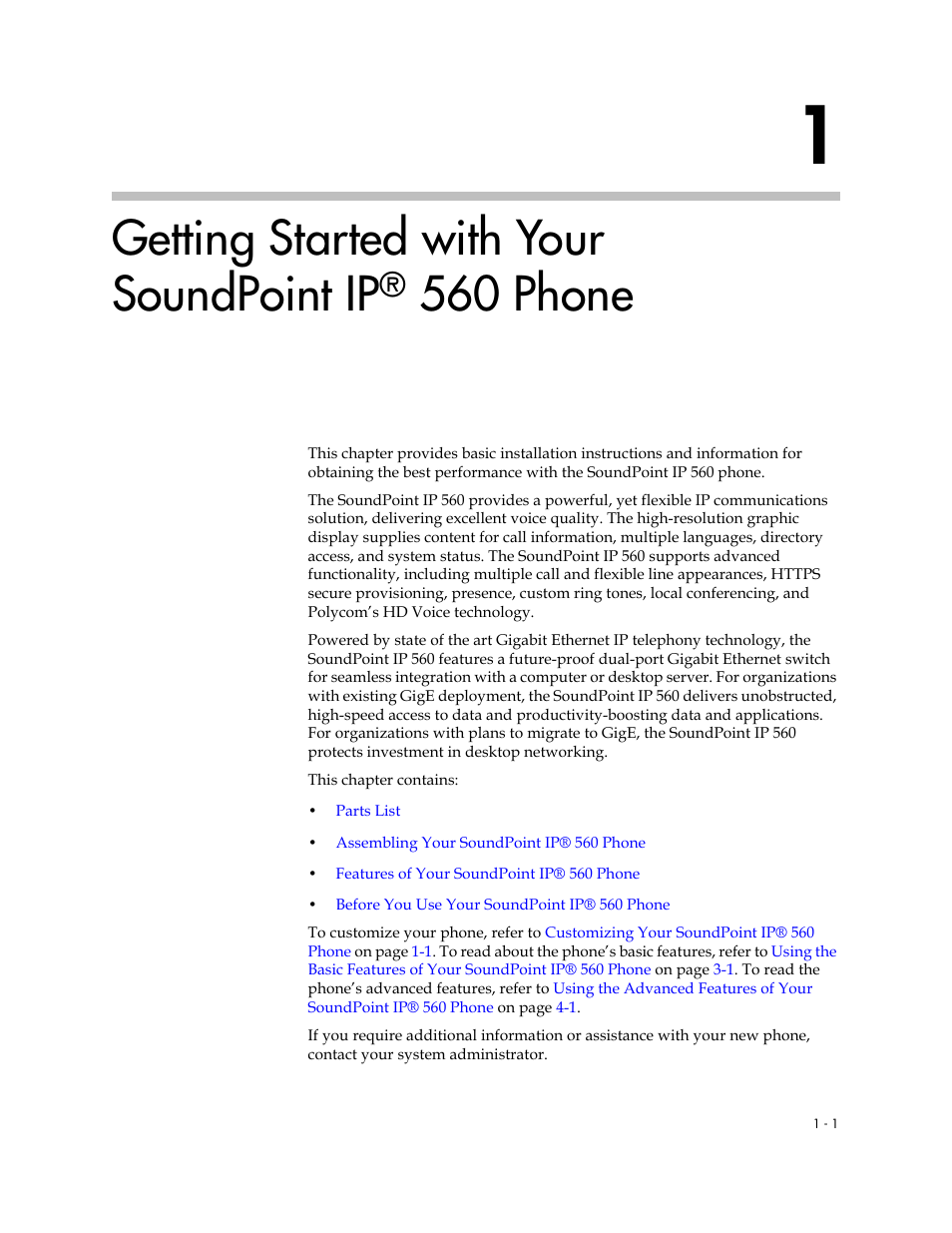 Getting started with your soundpoint ip® 560 phone, Getting started with your soundpoint ip, 560 phone | Polycom 560 User Manual | Page 9 / 90