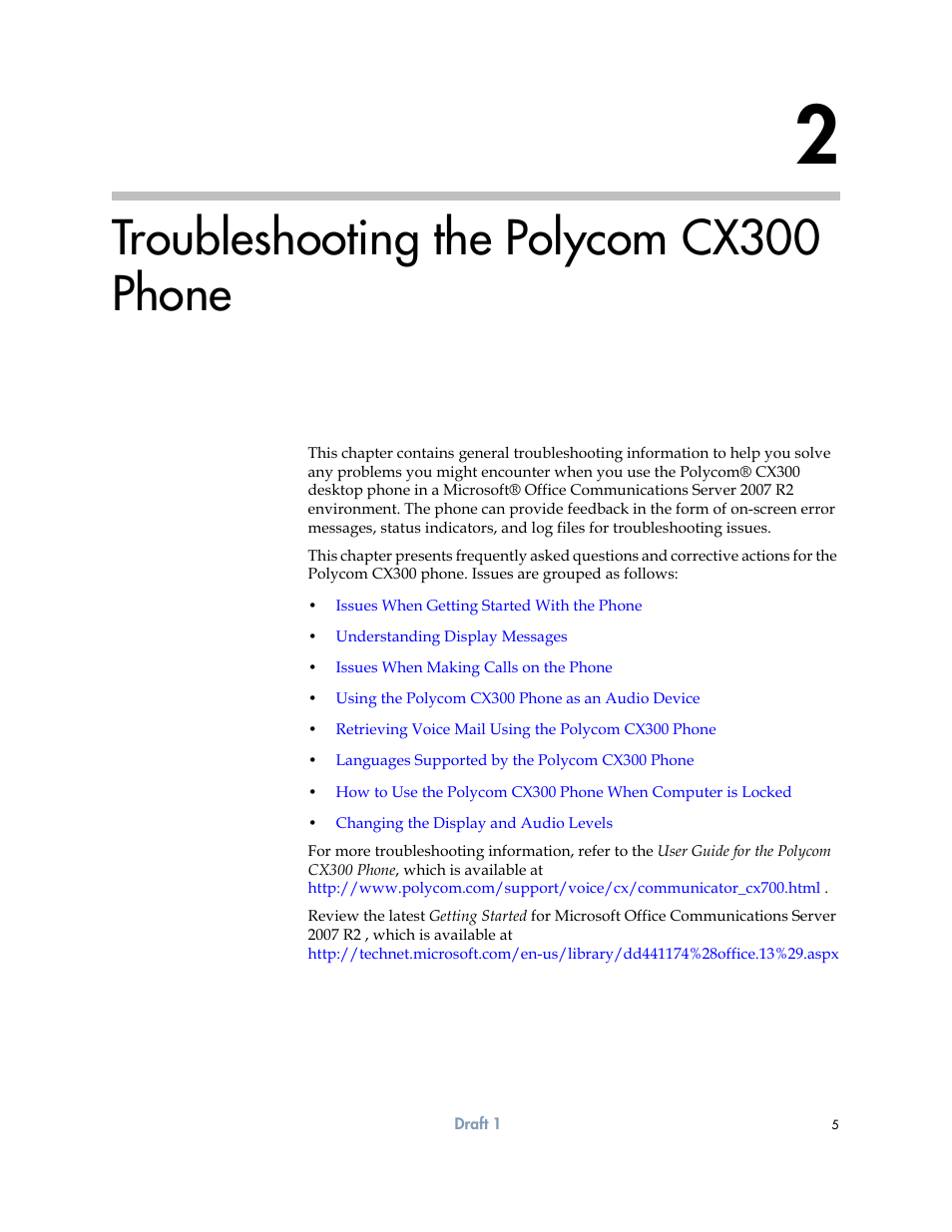 Troubleshooting the polycom cx300 phone, 2 troubleshooting the polycom cx300 phone | Polycom CX300 User Manual | Page 11 / 20