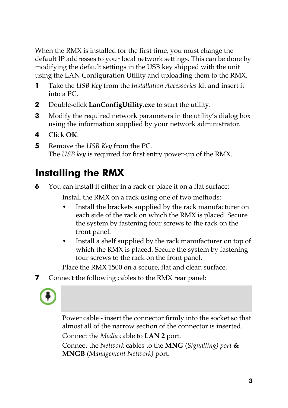 4 click ok, Installing the rmx | Polycom RMX 1500 User Manual | Page 3 / 20