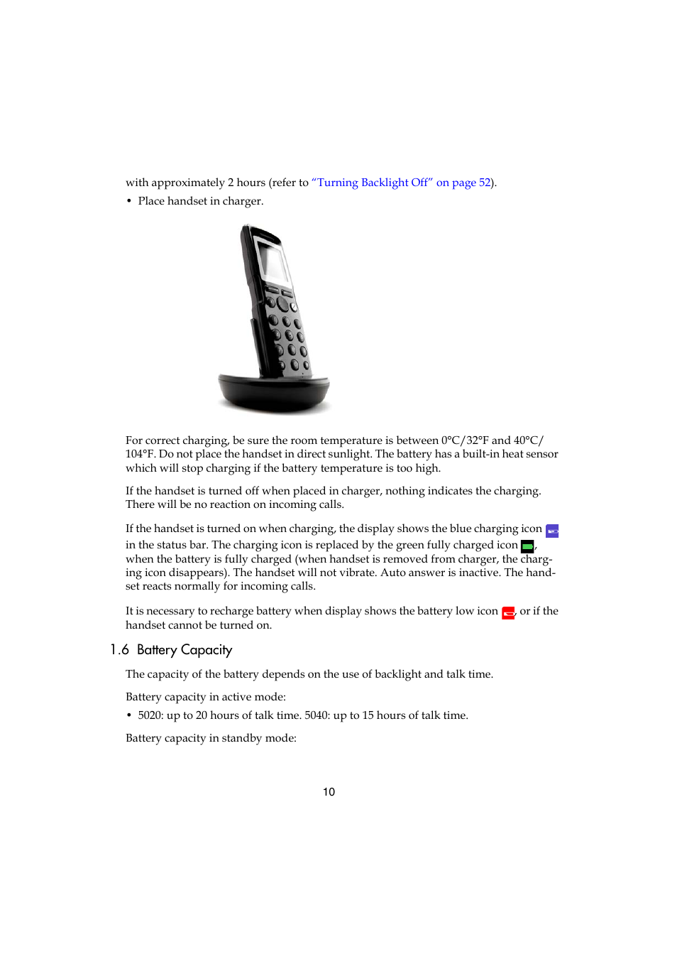 6 battery capacity | Polycom KIRK 5040 User Manual | Page 10 / 71