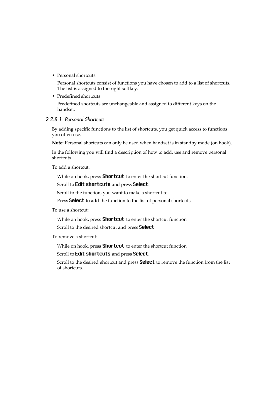 1 personal shortcuts | Polycom KIRK 5040 User Manual | Page 19 / 71