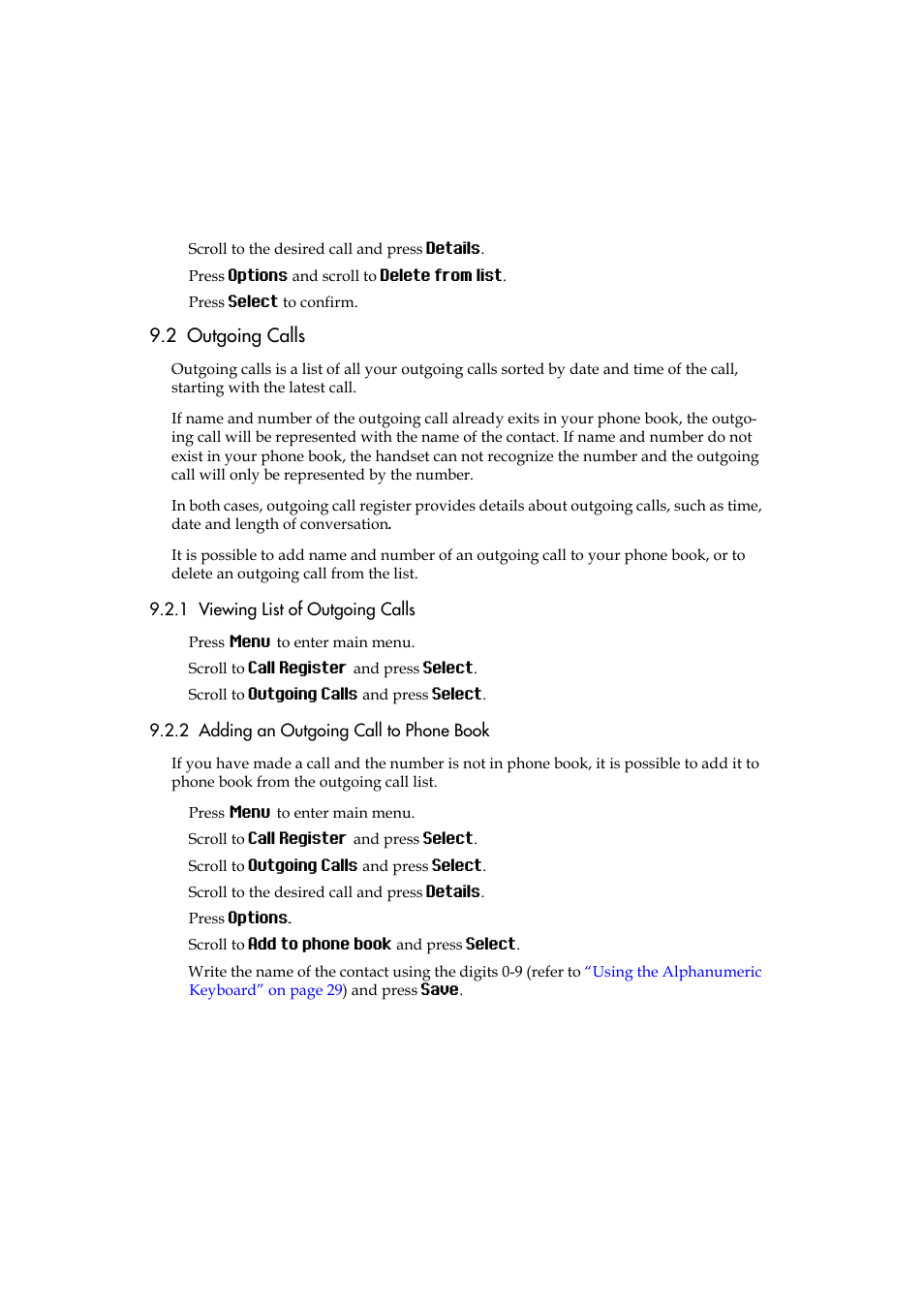 2 outgoing calls, 1 viewing list of outgoing calls, 2 adding an outgoing call to phone book | Polycom KIRK 5040 User Manual | Page 35 / 71