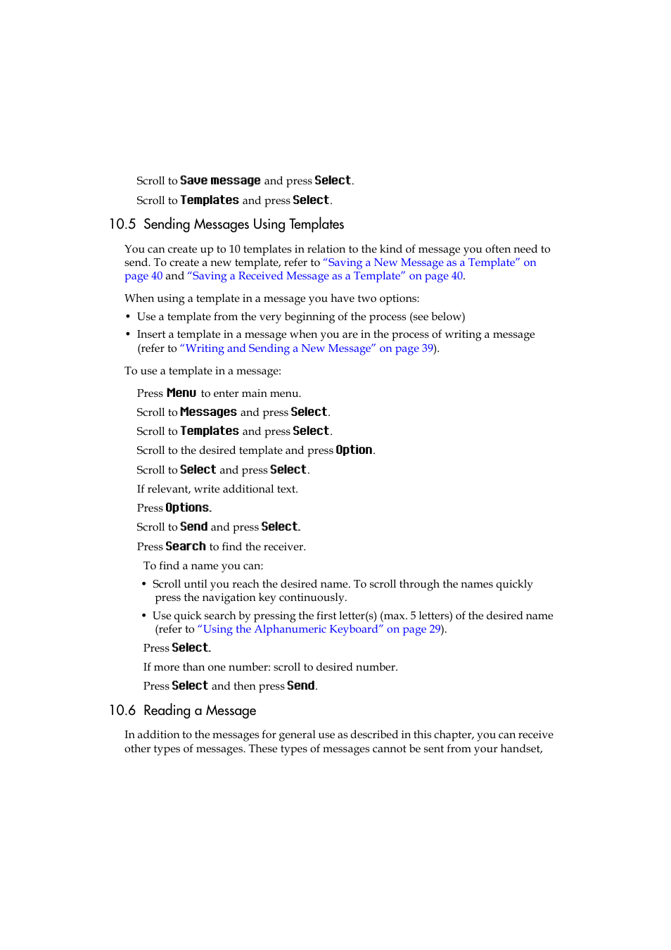 5 sending messages using templates, 6 reading a message | Polycom KIRK 5040 User Manual | Page 41 / 71