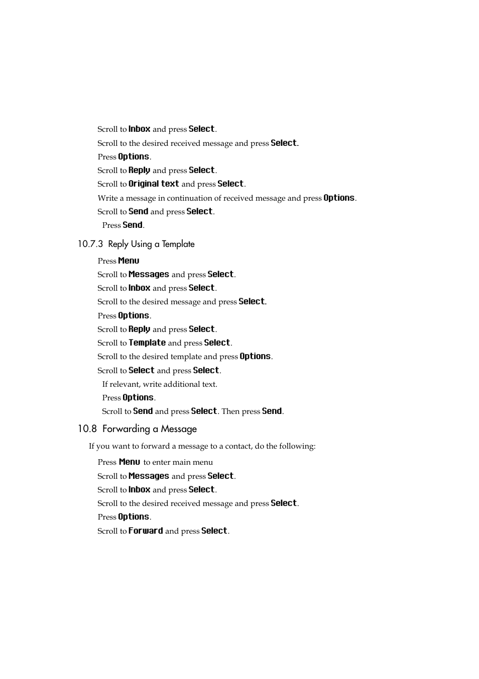 3 reply using a template, 8 forwarding a message | Polycom KIRK 5040 User Manual | Page 44 / 71