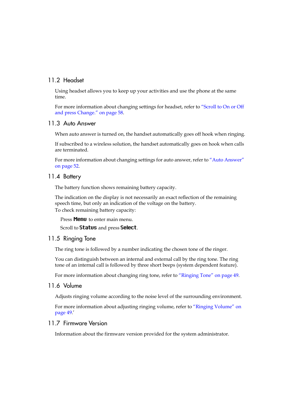 2 headset, 3 auto answer, 4 battery | 5 ringing tone, 6 volume, 7 firmware version | Polycom KIRK 5040 User Manual | Page 48 / 71