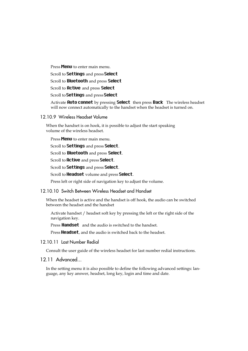 9 wireless headset volume, 10 switch between wireless headset and handset, 11 last number redial | 11 advanced | Polycom KIRK 5040 User Manual | Page 57 / 71