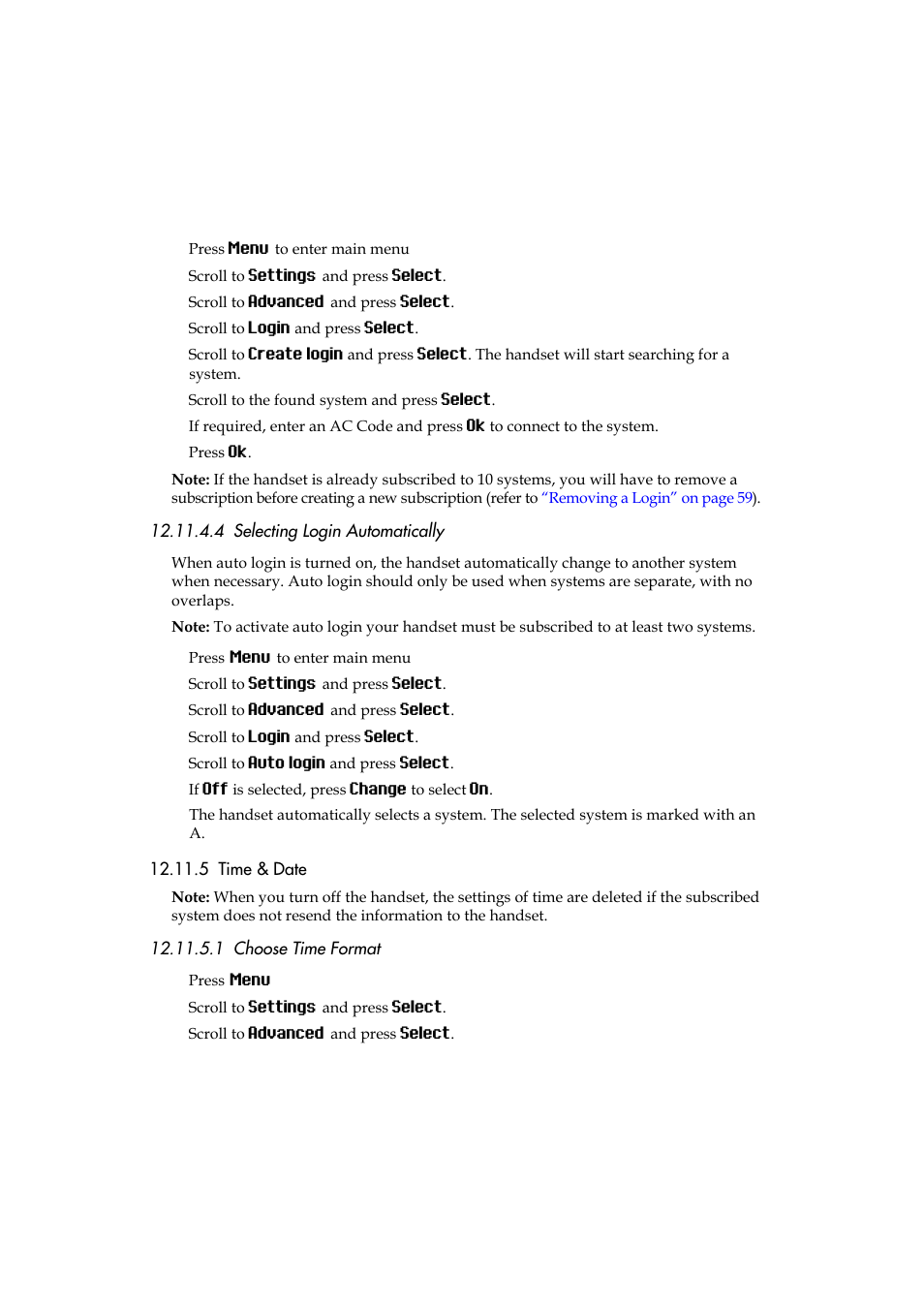 4 selecting login automatically, 5 time & date, 1 choose time format | Polycom KIRK 5040 User Manual | Page 60 / 71