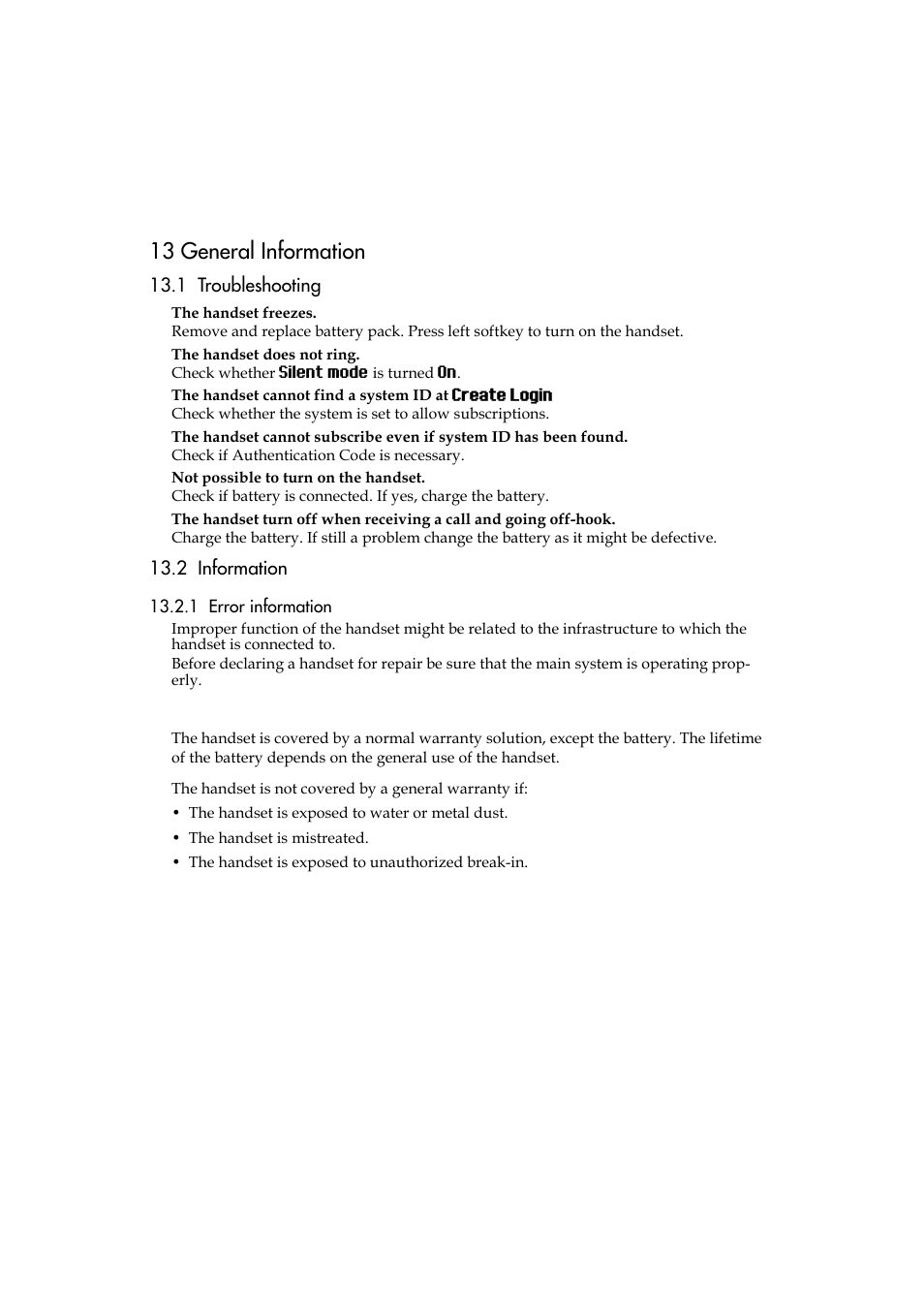 13 general information, 1 troubleshooting, 2 information | 1 error information, 1 troubleshooting 13.2 information | Polycom KIRK 5040 User Manual | Page 62 / 71