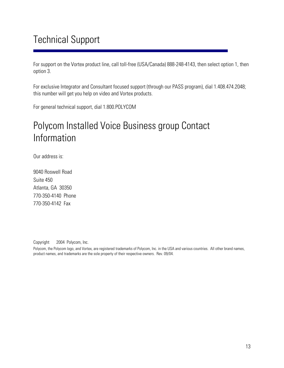 Technical support | Polycom OMNISMART OMNIVS500U User Manual | Page 13 / 13