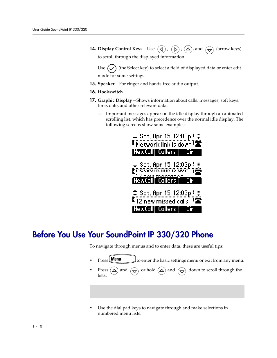 Before you use your soundpoint ip 330/320 phone | Polycom IP 320 User Manual | Page 18 / 78