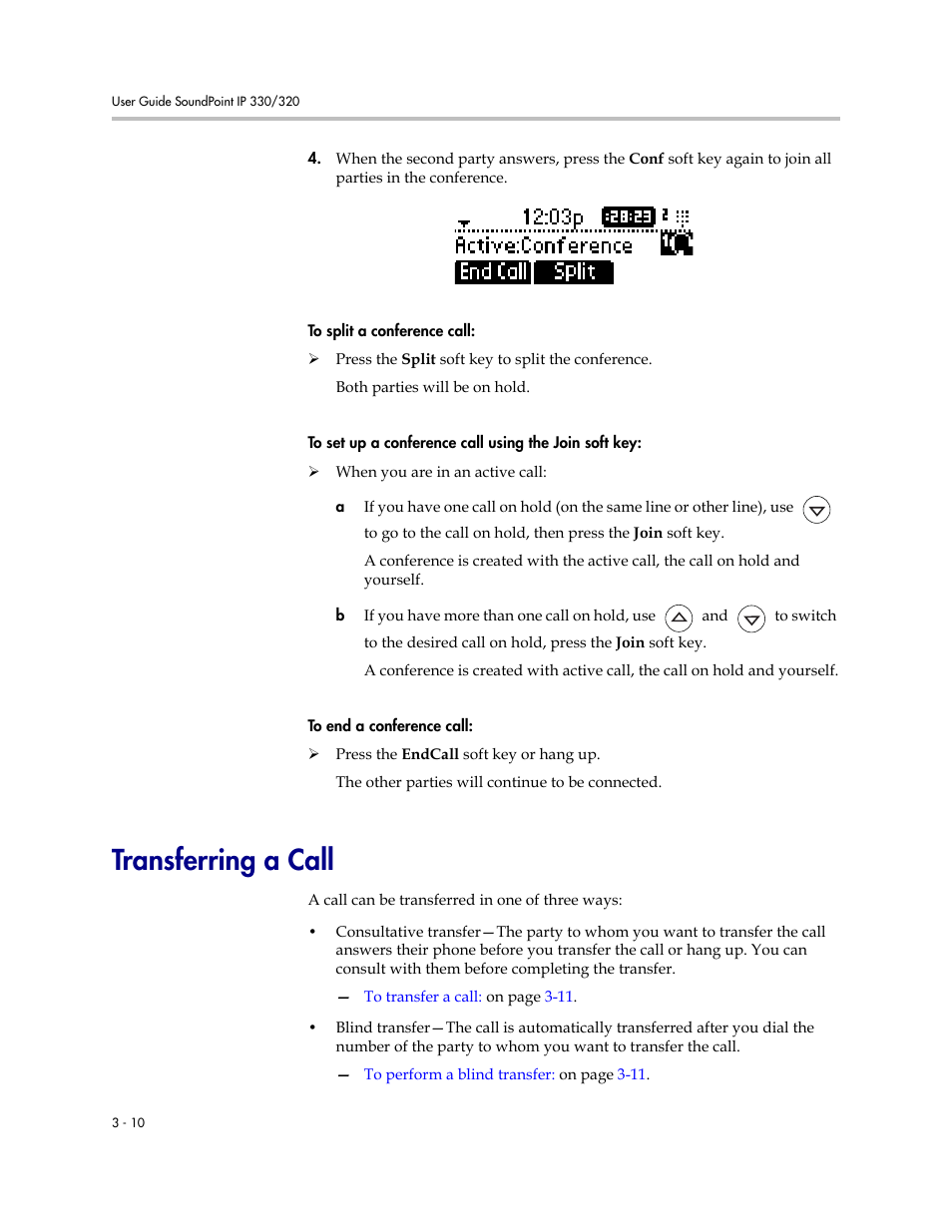 Transferring a call, Transferring a call –10 | Polycom IP 320 User Manual | Page 46 / 78