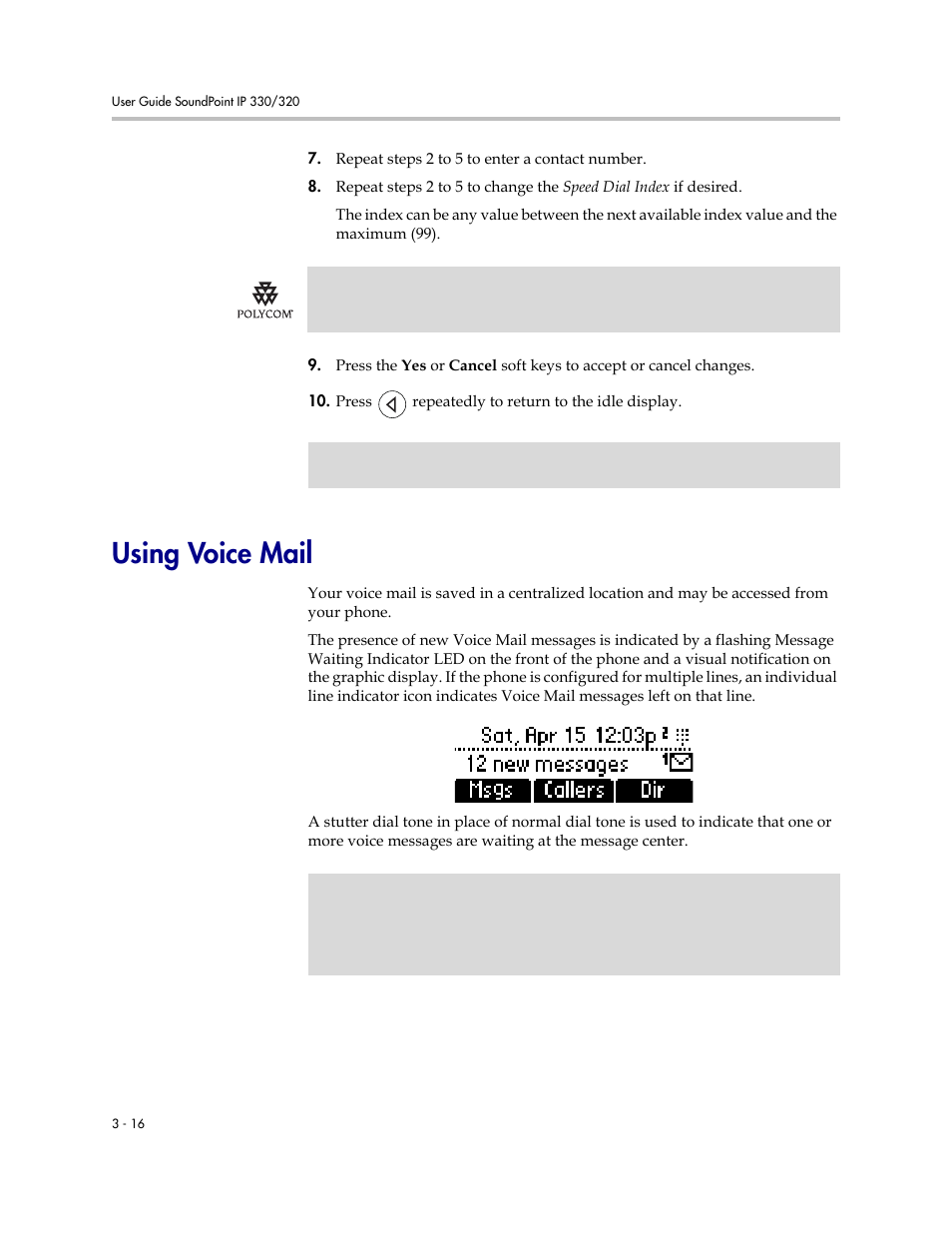 Using voice mail, Using voice mail –16 | Polycom IP 320 User Manual | Page 52 / 78