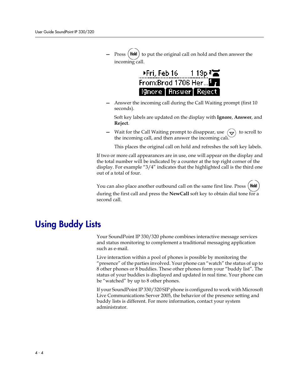 Using buddy lists, Using buddy lists –4 | Polycom IP 320 User Manual | Page 58 / 78