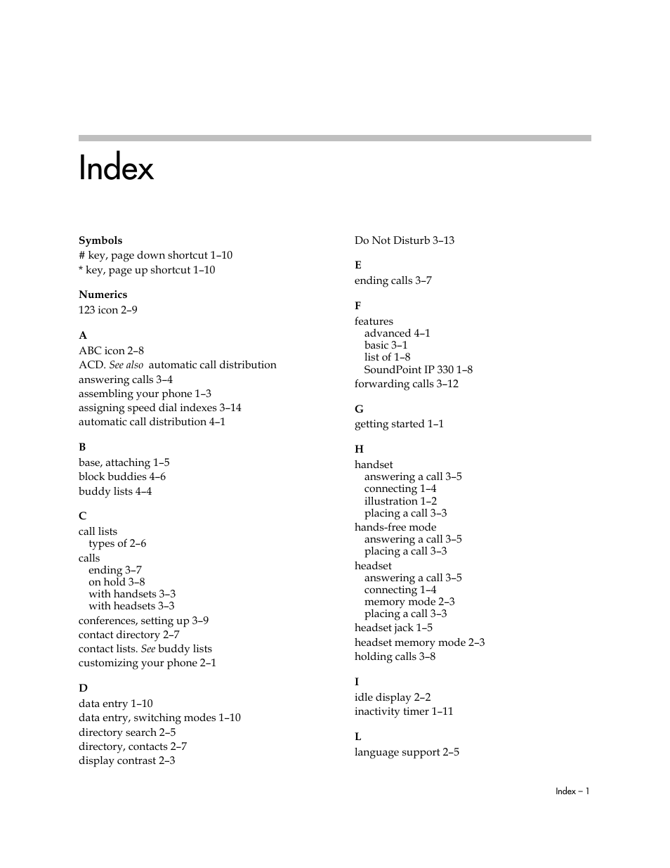 Index | Polycom IP 320 User Manual | Page 75 / 78