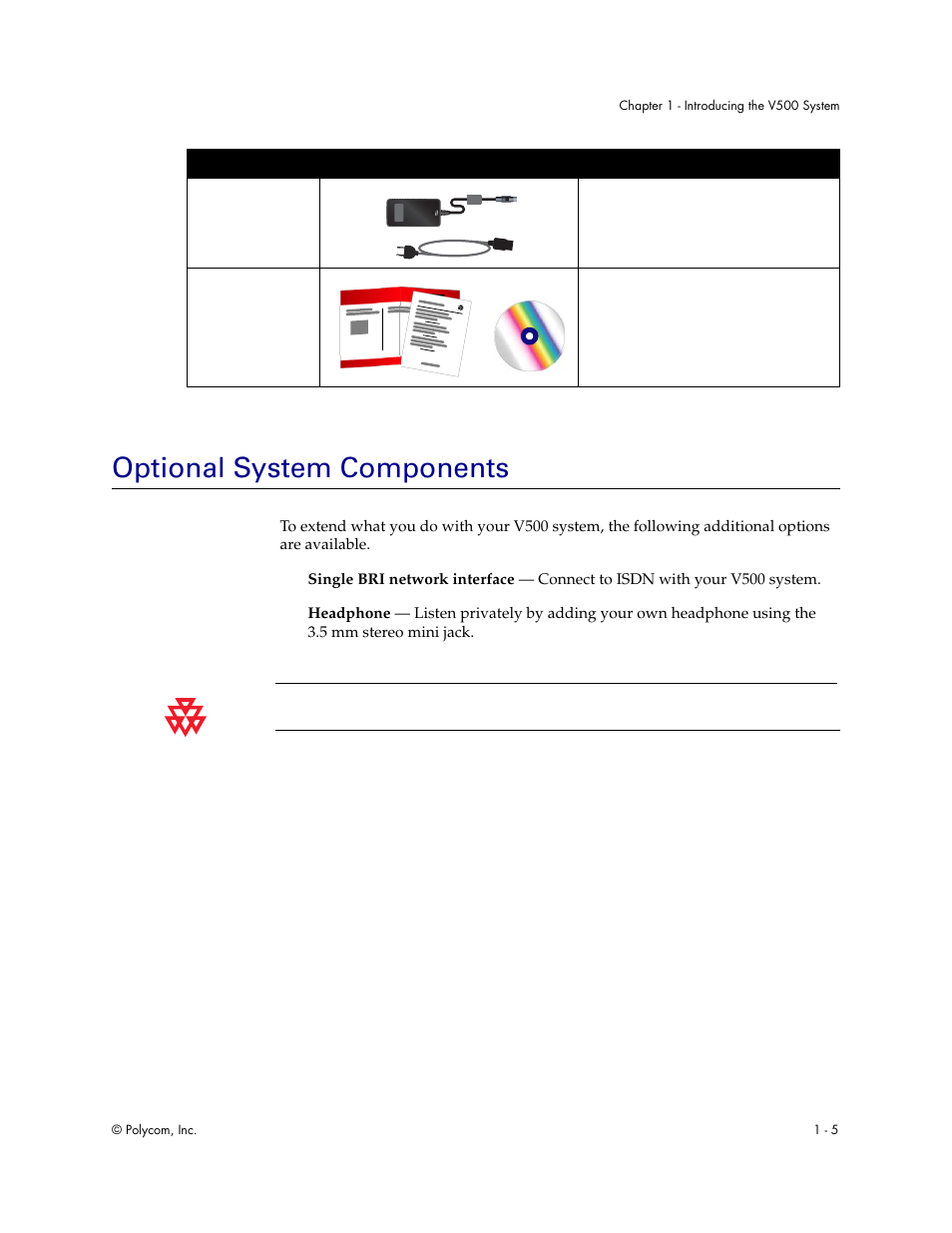 Optional system components, Optional system components - 5 | Polycom Audio and Video User Manual | Page 13 / 136