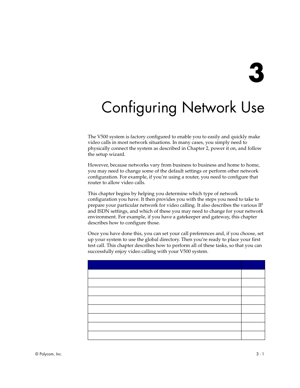 Configuring network use, Chapter 3 - configuring network use | Polycom Audio and Video User Manual | Page 21 / 136