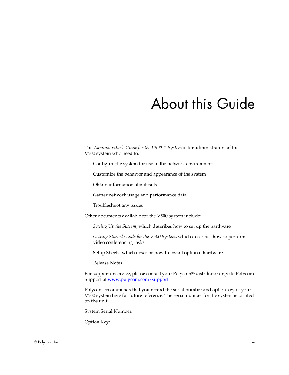 About this guide | Polycom Audio and Video User Manual | Page 3 / 136
