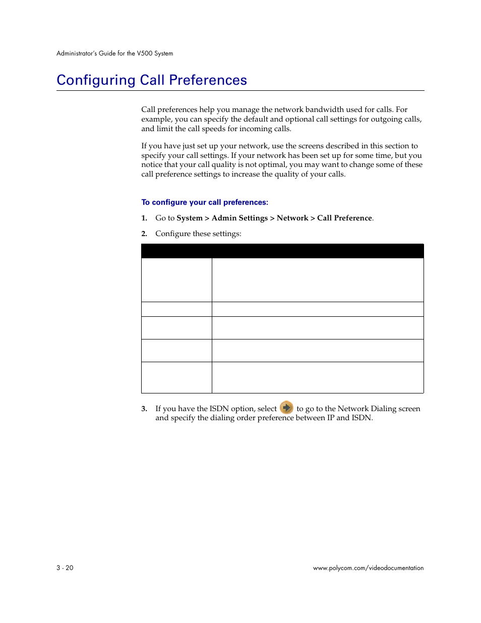 Configuring call preferences, Configuring call preferences - 20 | Polycom Audio and Video User Manual | Page 40 / 136