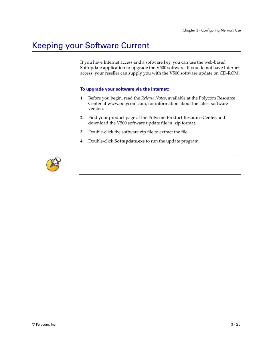 Keeping your software current, Keeping your software current - 25 | Polycom Audio and Video User Manual | Page 45 / 136