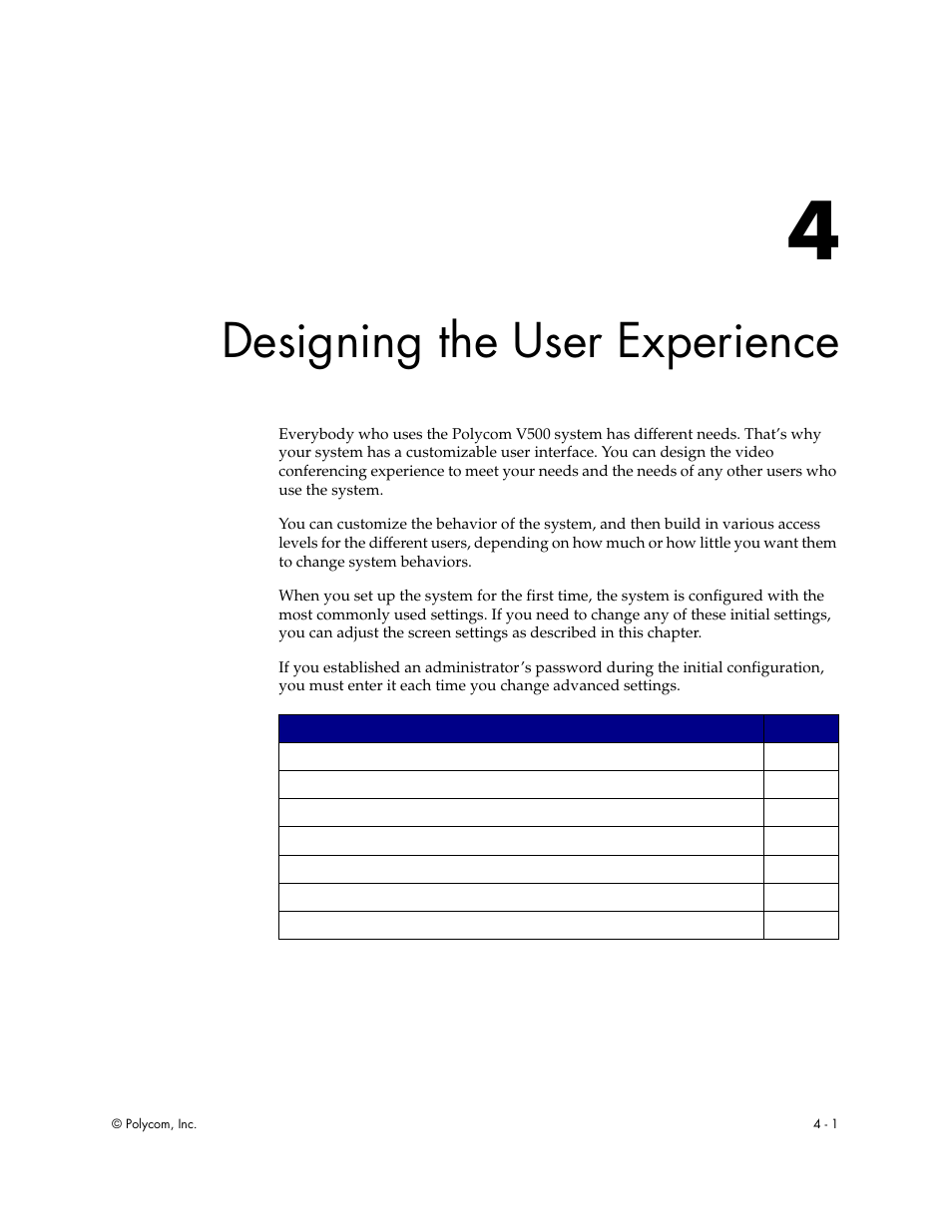 Designing the user experience, Chapter 4 - designing the user experience | Polycom Audio and Video User Manual | Page 47 / 136