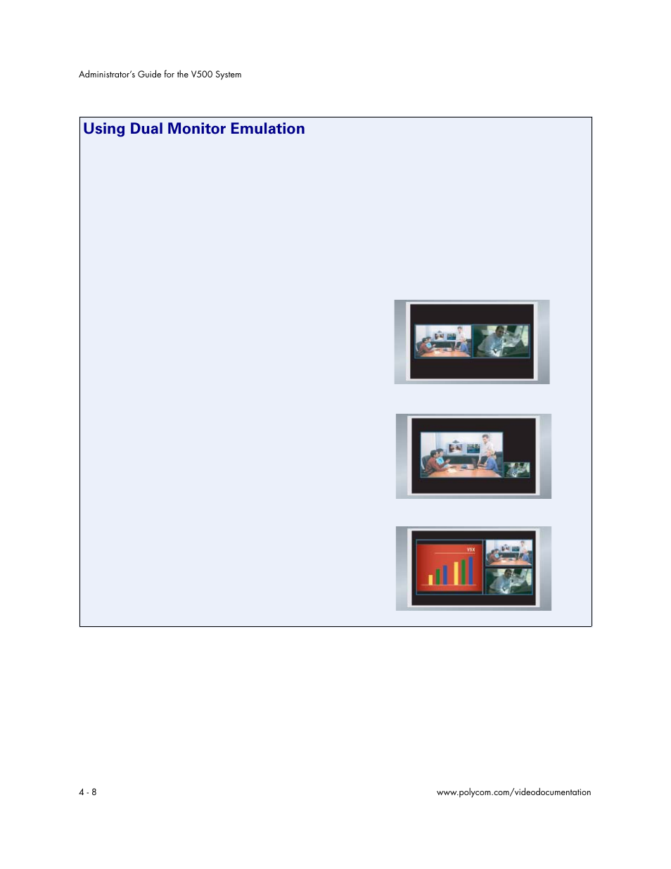 Using dual monitor emulation - 8, Using dual monitor emulation | Polycom Audio and Video User Manual | Page 54 / 136