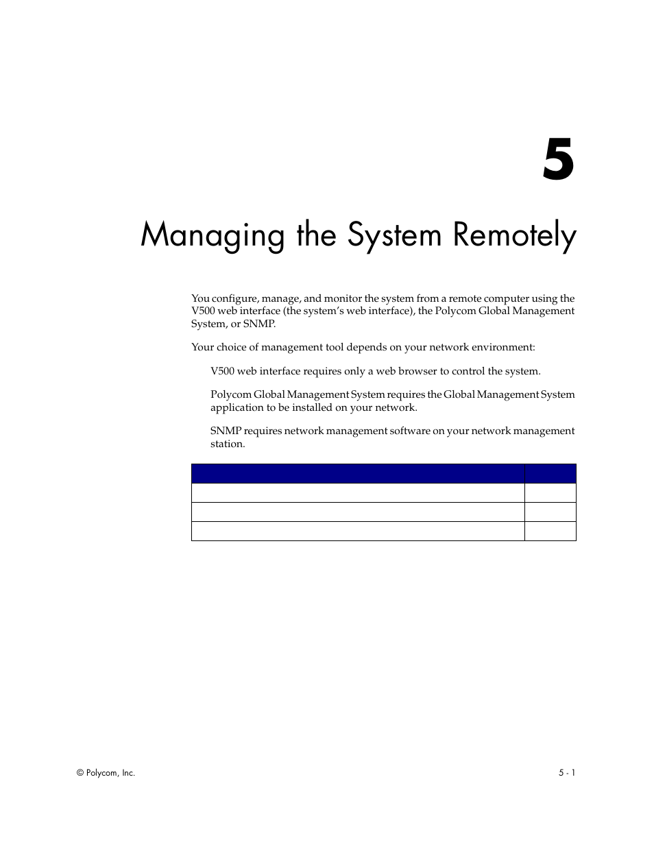 Managing the system remotely, Chapter 5 - managing the system remotely | Polycom Audio and Video User Manual | Page 73 / 136