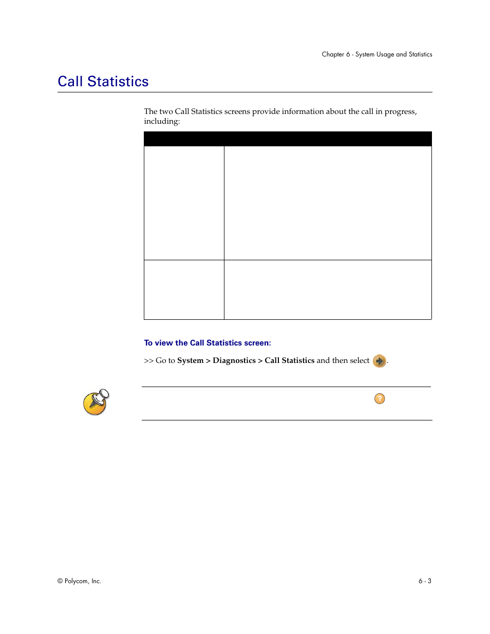 Call statistics, Call statistics - 3 | Polycom Audio and Video User Manual | Page 85 / 136