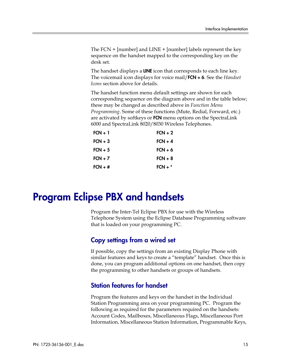 Program eclipse pbx and handsets, Copy settings from a wired set, Station features for handset | Polycom KH 458 User Manual | Page 15 / 17