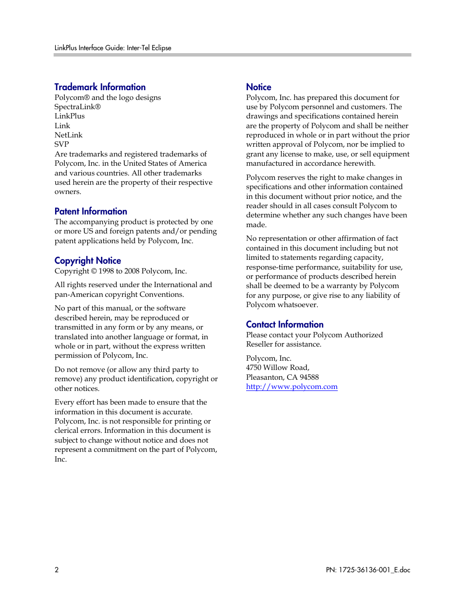 Polycom KH 458 User Manual | Page 2 / 17