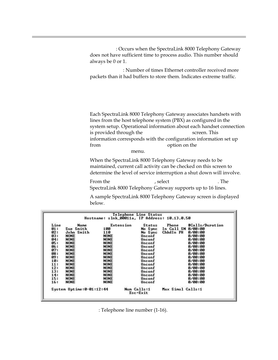 Telephone line status | Polycom SpectraLink 1725-36028-001 User Manual | Page 101 / 110