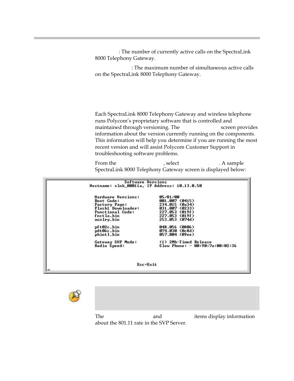 Software version | Polycom SpectraLink 1725-36028-001 User Manual | Page 104 / 110