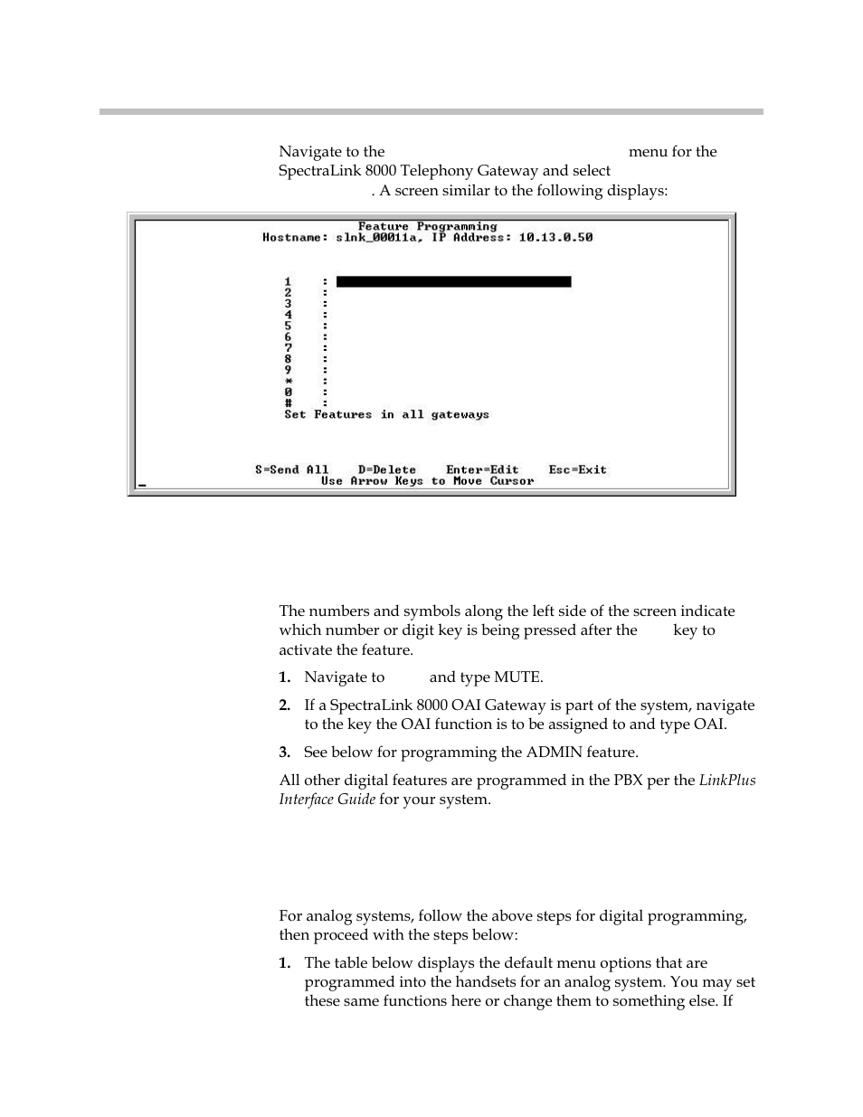 Programming digital pbx features, Programming analog pbx features | Polycom SpectraLink 1725-36028-001 User Manual | Page 74 / 110