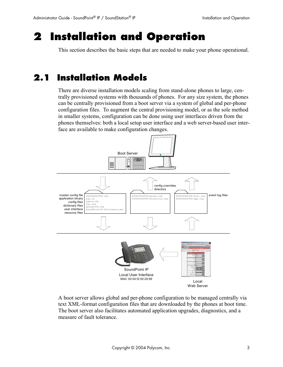 2 installation and operation, 1 installation models | Polycom Version 1.4.x 17 User Manual | Page 11 / 147